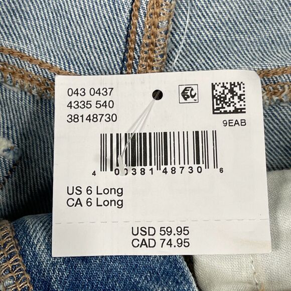 American Eagle Outfitters Baggy Jeans Womens 6 Long Strigid Ripped Blue Straight - Picture 12 of 16